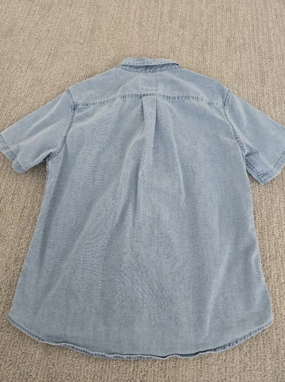 Goodfellow Denim Light Blue Short-Sleeve Denim Button-Up Shirt Mens / Unisex